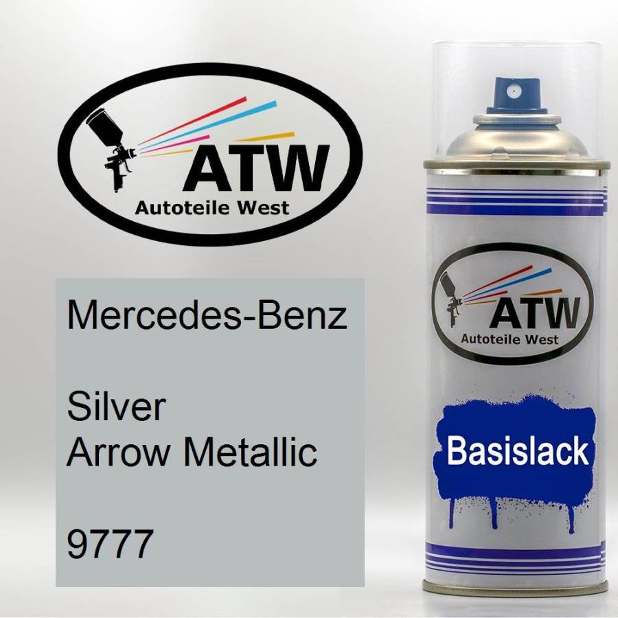 Mercedes-Benz, Silver Arrow Metallic, 9777: 400ml Sprühdose, von ATW Autoteile West.